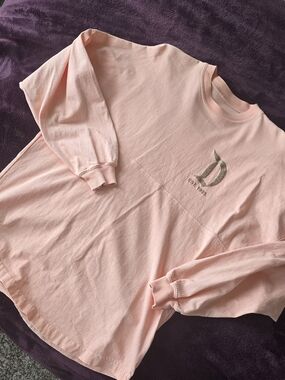 Disney Peach Pink Girls Graphic Top - Light Blue Print